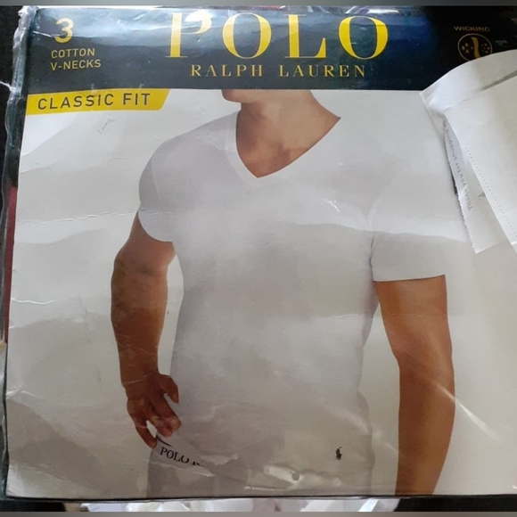 Polo Ralph Lauren V-Neck Classic Fit Undershirt 3-Pack Black, Red, Green - Picture 12 of 12